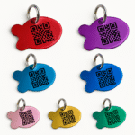 placas para mascota de aluminio ionizado de colores metálicos con QR identificador