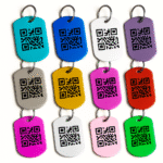 placas para mascota de aluminio ionizado de colores metálicos con QR identificador