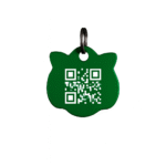 placa con QR identificador en forma de gato para tu mascota. Mascota QRiosa