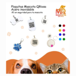 placa de acero inoxidable para mascota perro o gato con qr identificador