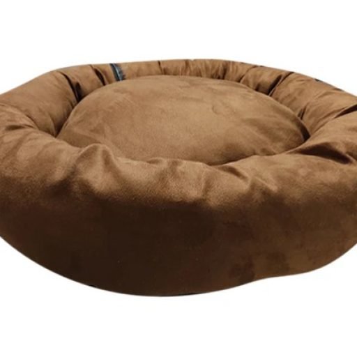 CAMA ANTIESTRES LUNIS CHOCLATE ATERCIOPELADA PARA PERROS Y GATOS