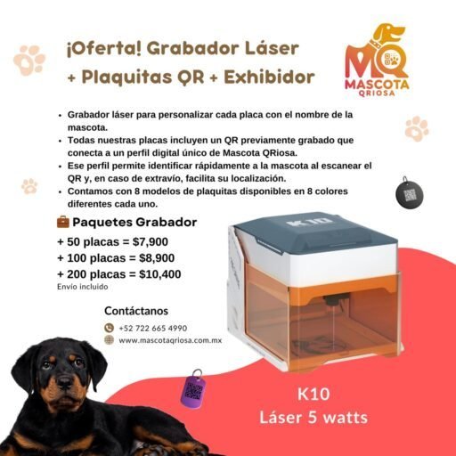 Grabador laser para placas de mascotas de aluminio, madera, piel y otros materiales 5 watts acero inoxidable